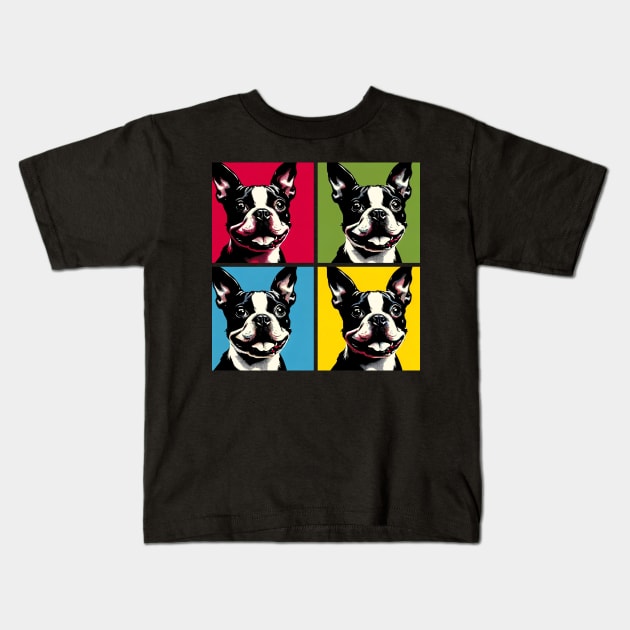 Boston Terrier Pop Art - Dog Lover Gifts Kids T-Shirt by PawPopArt